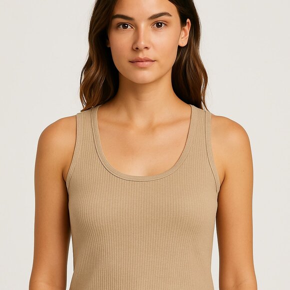 GAP Ribbed Tank Top - Size XL, Beige - Picture 1 of 6